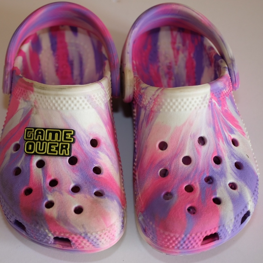 CROCS Kids Pink and Purple Swirl Clogs